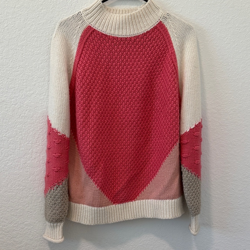 Loft Colorblock Pink and Cream Women's Sweater